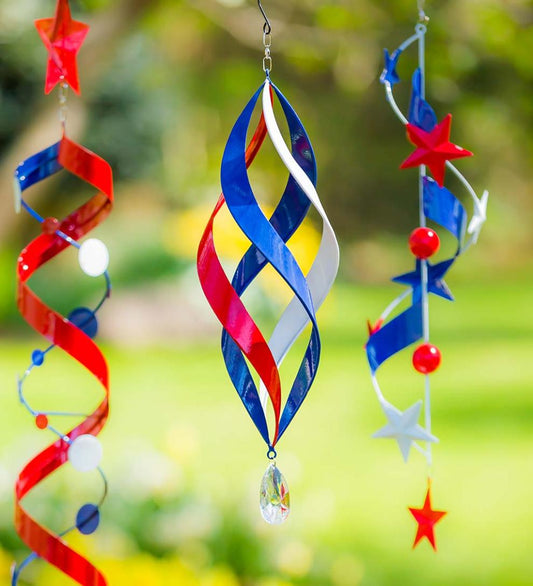 Plow & Hearth Decorative Garden Accents Yard & Garden Hanging Patriotic Metal Swirl Spinner
