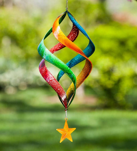 Plow & Hearth Decorative Garden Accents Yard & Garden Hanging Rainbow Metal Swirl Spinner