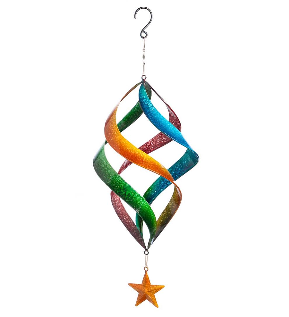 Plow & Hearth Decorative Garden Accents Yard & Garden Hanging Rainbow Metal Swirl Spinner