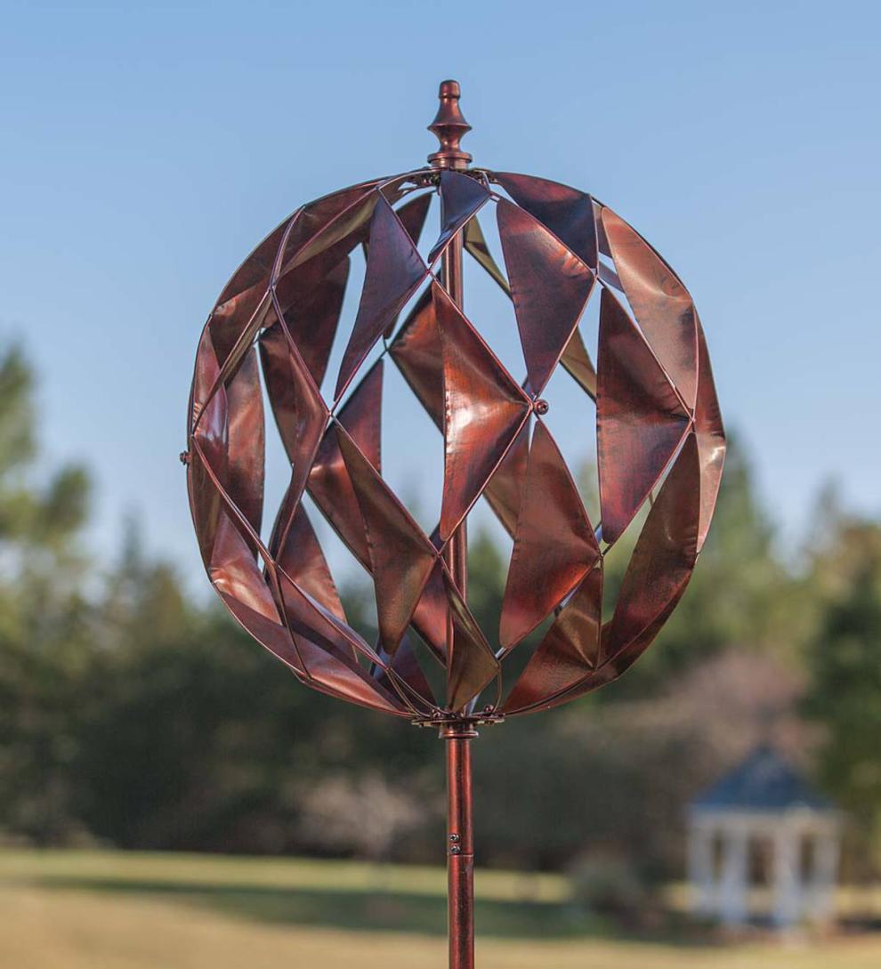 Plow & Hearth Decorative Garden Accents Yard & Garden Harlequin Ball Wind Spinner - Antique Multi