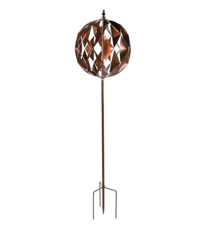 Plow & Hearth Decorative Garden Accents Yard & Garden Harlequin Ball Wind Spinner - Antique Multi