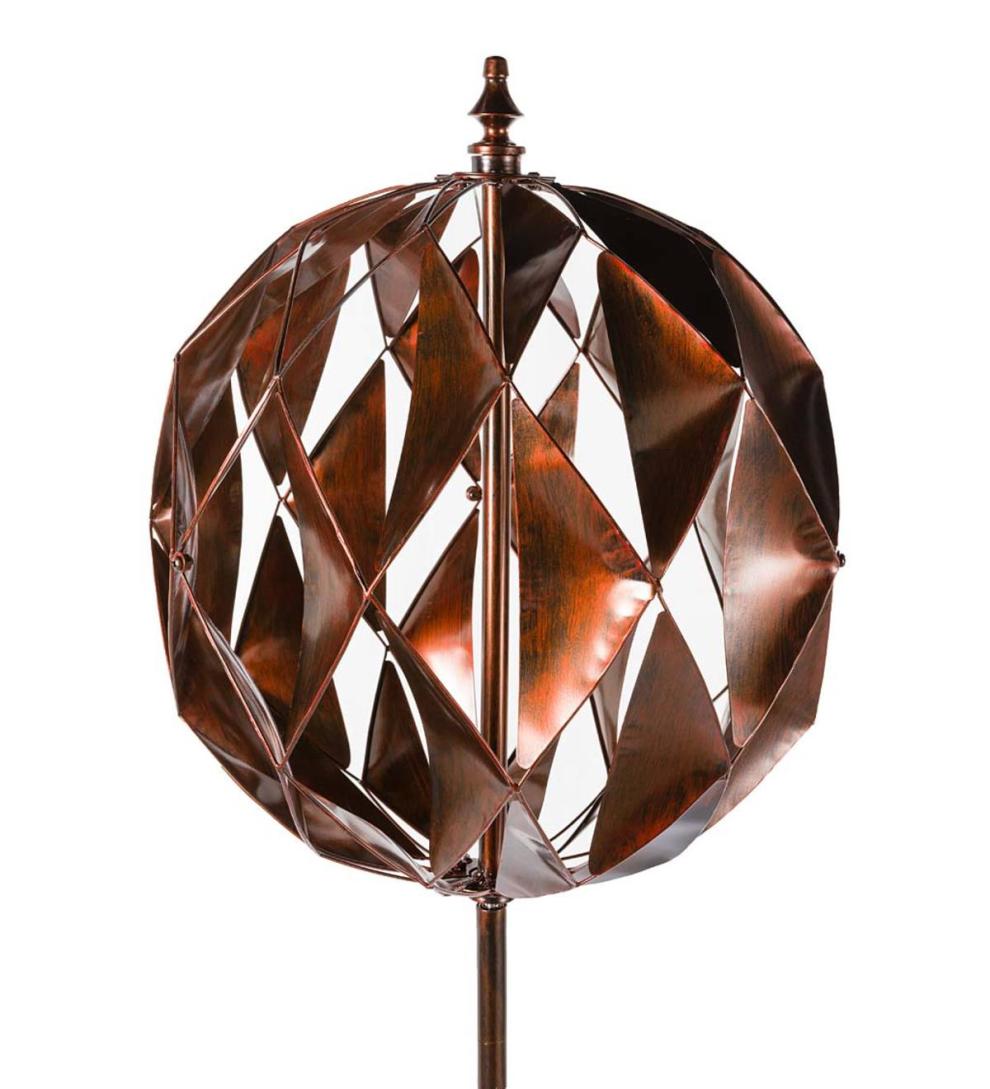 Plow & Hearth Decorative Garden Accents Yard & Garden Harlequin Ball Wind Spinner - Antique Multi