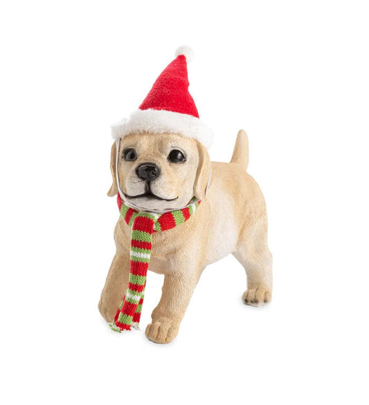 Plow & Hearth Decorative Garden Accents Yard & Garden Holiday Labrador Puppy Statue With Hat And Scarf