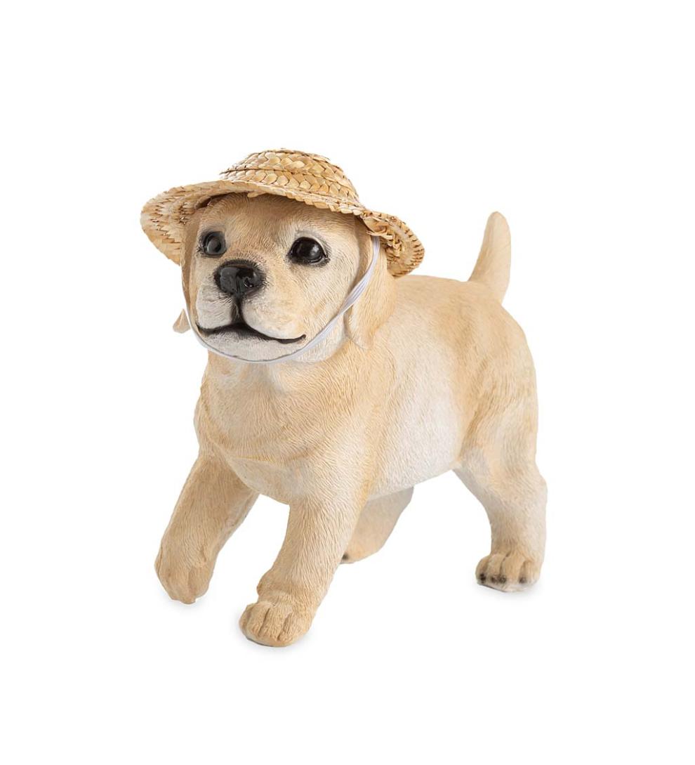 Plow & Hearth Decorative Garden Accents Yard & Garden Holiday Labrador Puppy Statue With Hat And Scarf