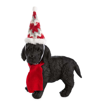Plow & Hearth Decorative Garden Accents Yard & Garden Holiday Labrador Puppy Statue With Hat And Scarf