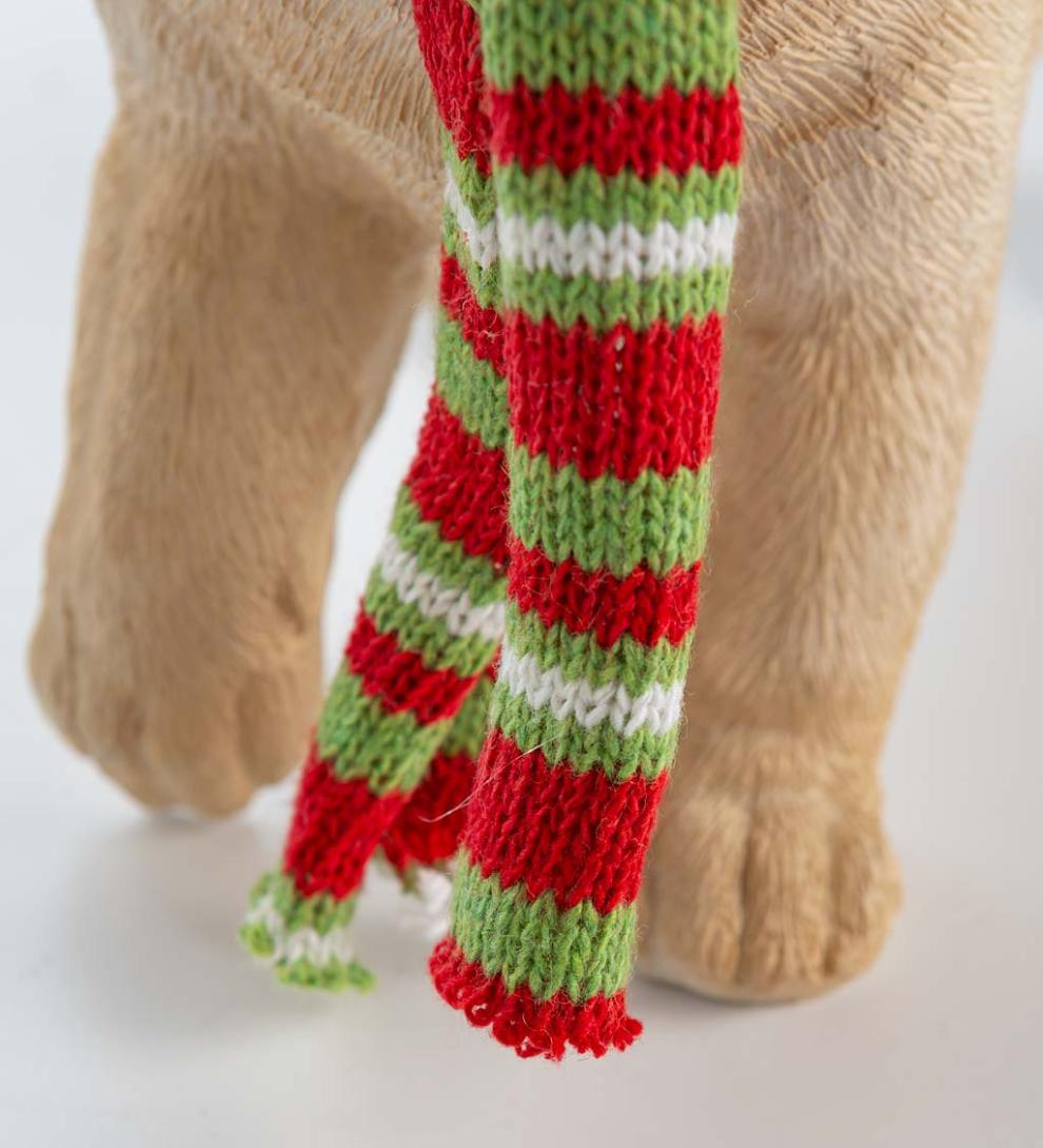 Plow & Hearth Decorative Garden Accents Yard & Garden Holiday Labrador Puppy Statue With Hat And Scarf