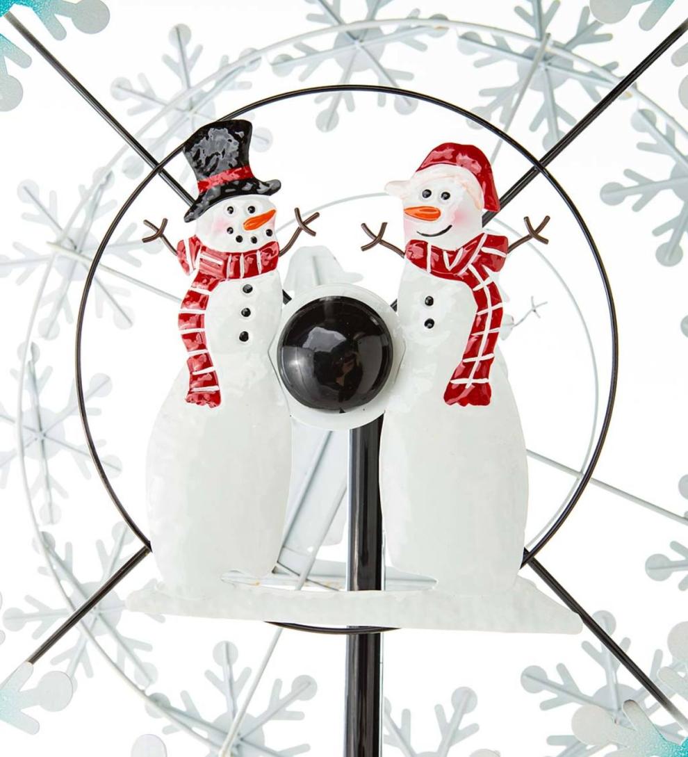 Plow & Hearth Decorative Garden Accents Yard & Garden Holiday Snowman Metal Wind Spinner With Snowflakes