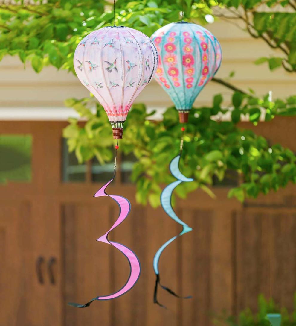 Plow & Hearth Decorative Garden Accents Yard & Garden Hot Air Balloon Wind Spinner - Butterfly