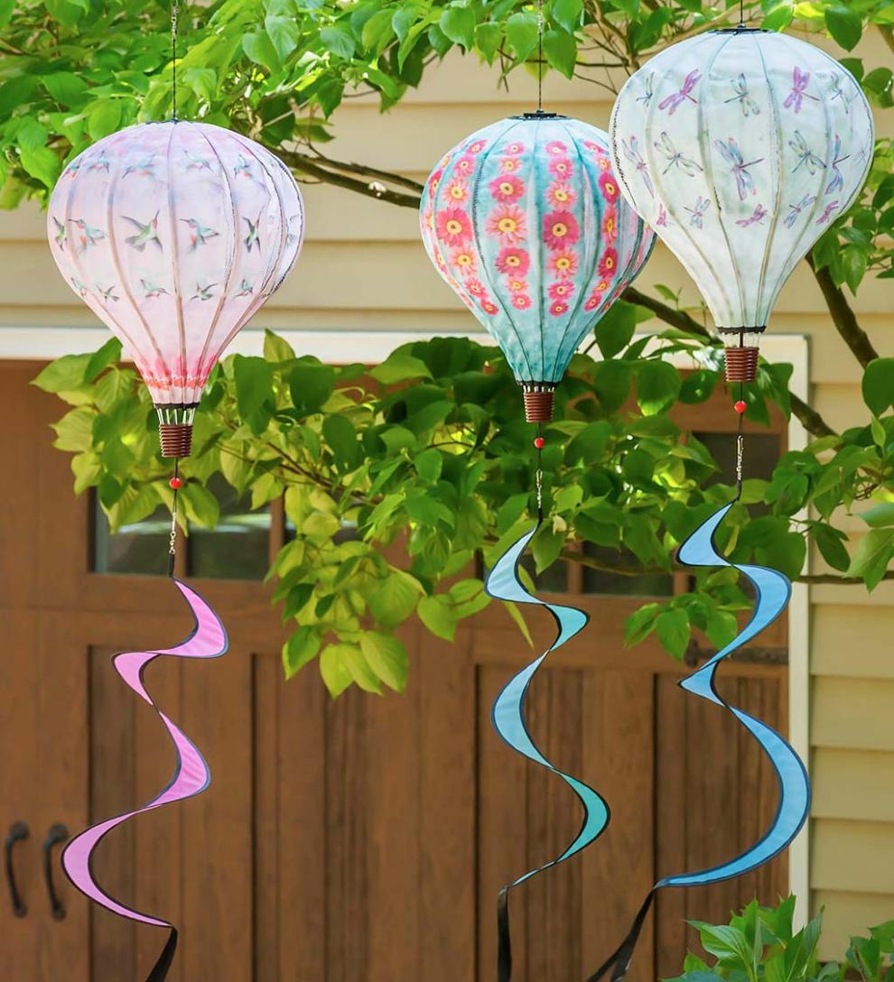 Plow & Hearth Decorative Garden Accents Yard & Garden Hot Air Balloon Wind Spinner - Butterfly