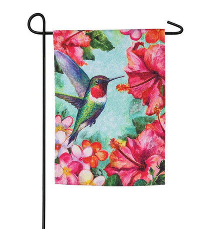 Plow & Hearth Decorative Garden Accents Yard & Garden Hummingbird And Hibiscus Textured Suede Garden Flag