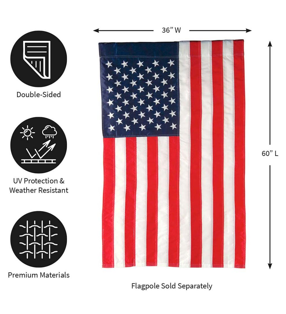 Plow & Hearth Decorative Garden Accents Yard & Garden Large American Flag House Flag