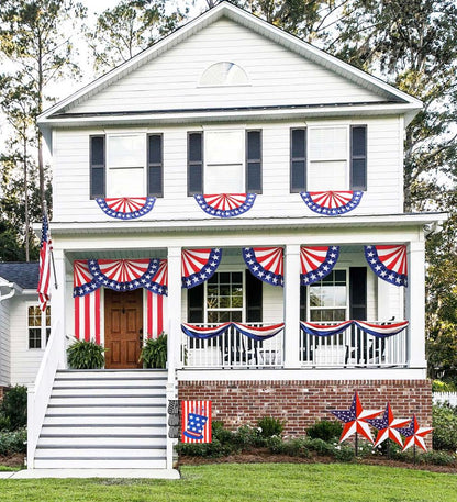 Plow & Hearth Decorative Garden Accents Yard & Garden Large Half-Round Stars And Stripes Bunting