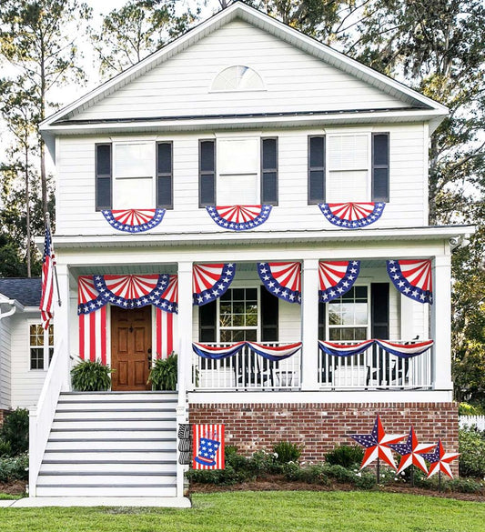 Plow & Hearth Decorative Garden Accents Yard & Garden Large Half-Round Stars And Stripes Bunting