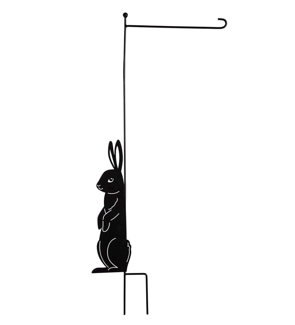 Plow & Hearth Decorative Garden Accents Yard & Garden Laser Cut Bunny Rabbit Garden Flag Stand