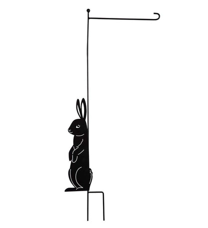 Plow & Hearth Decorative Garden Accents Yard & Garden Laser Cut Bunny Rabbit Garden Flag Stand