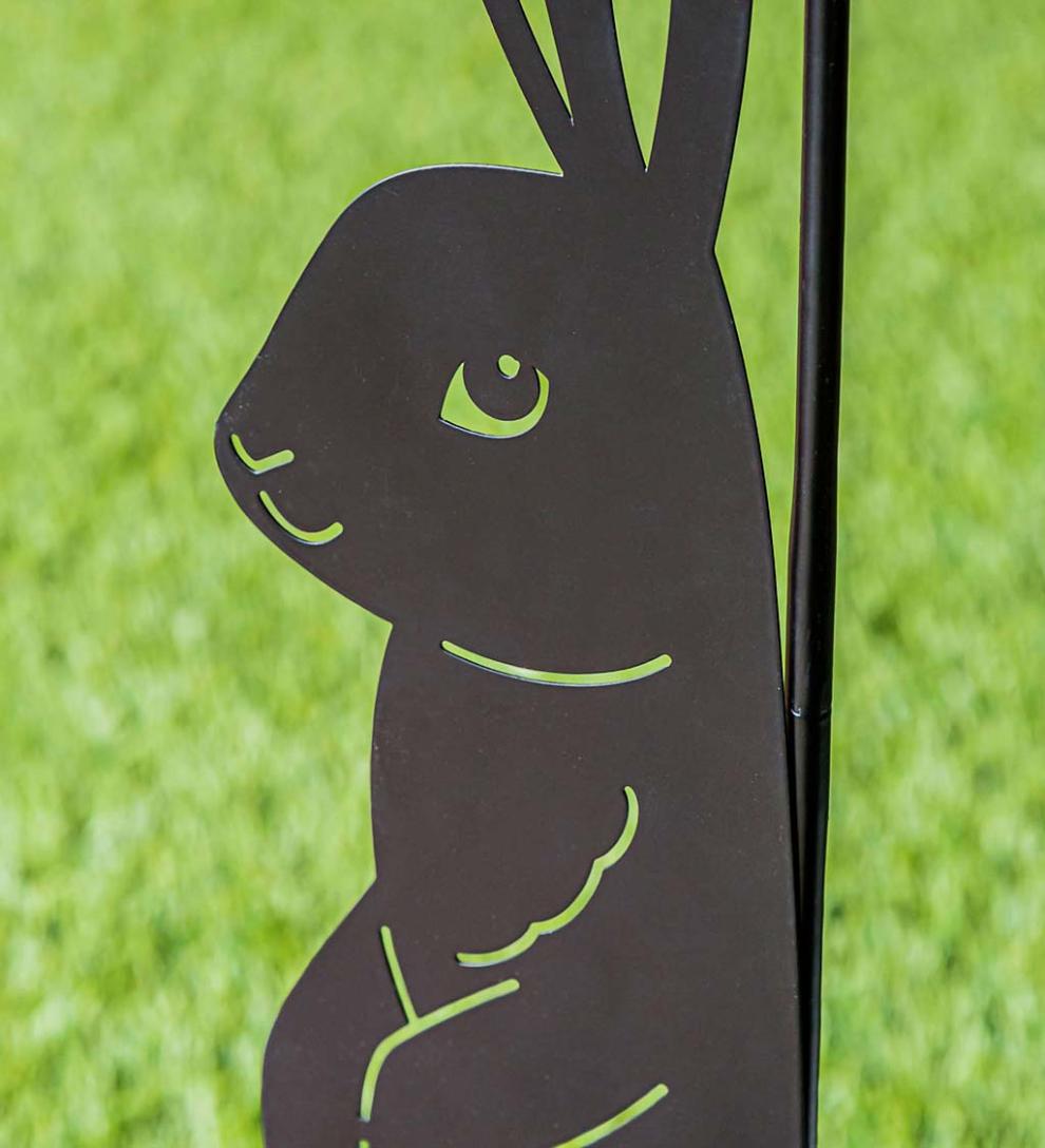 Plow & Hearth Decorative Garden Accents Yard & Garden Laser Cut Bunny Rabbit Garden Flag Stand