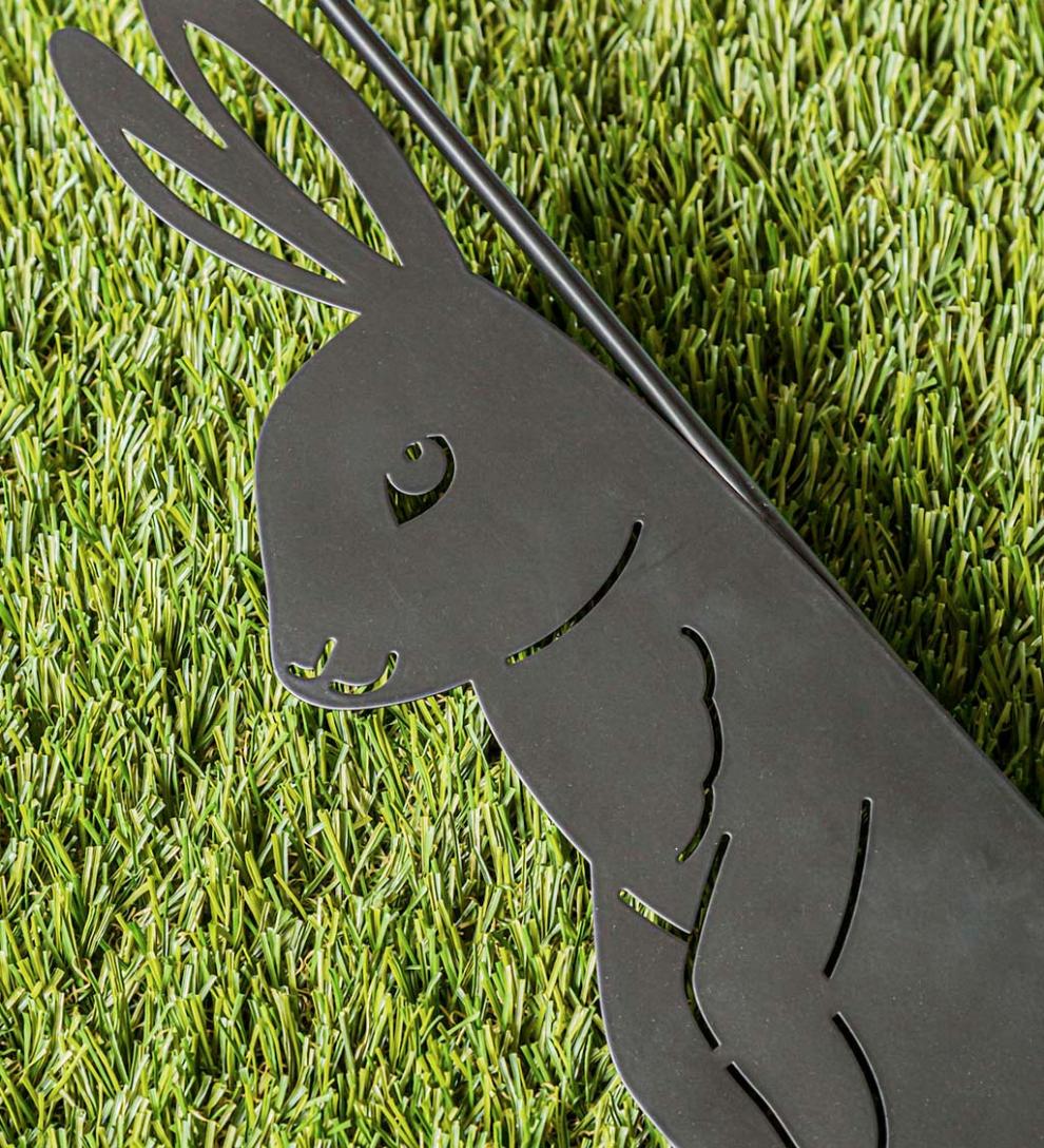 Plow & Hearth Decorative Garden Accents Yard & Garden Laser Cut Bunny Rabbit Garden Flag Stand