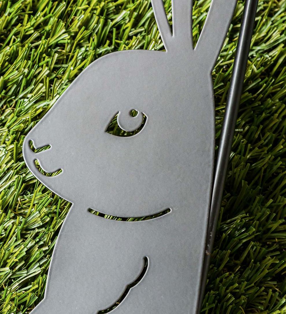 Plow & Hearth Decorative Garden Accents Yard & Garden Laser Cut Bunny Rabbit Garden Flag Stand