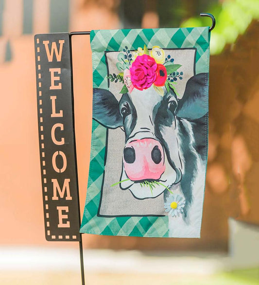 Plow & Hearth Decorative Garden Accents Yard & Garden Laser Cut Welcome Sign Garden Flag Stand