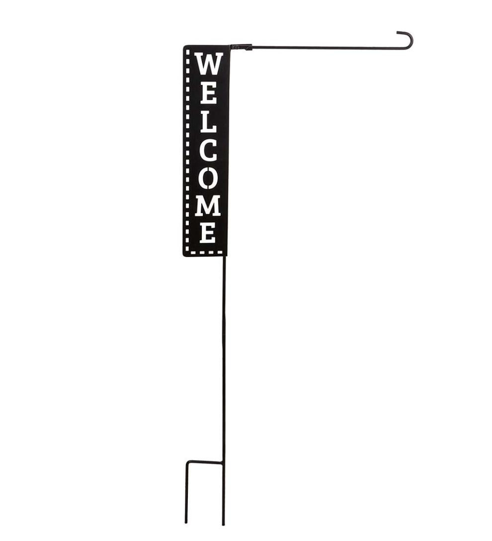 Plow & Hearth Decorative Garden Accents Yard & Garden Laser Cut Welcome Sign Garden Flag Stand