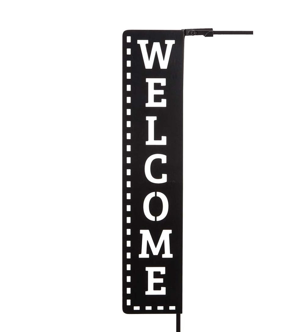 Plow & Hearth Decorative Garden Accents Yard & Garden Laser Cut Welcome Sign Garden Flag Stand
