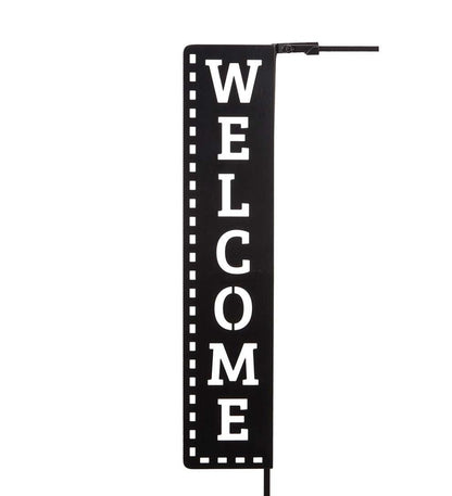Plow & Hearth Decorative Garden Accents Yard & Garden Laser Cut Welcome Sign Garden Flag Stand