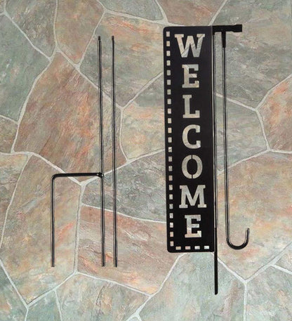 Plow & Hearth Decorative Garden Accents Yard & Garden Laser Cut Welcome Sign Garden Flag Stand