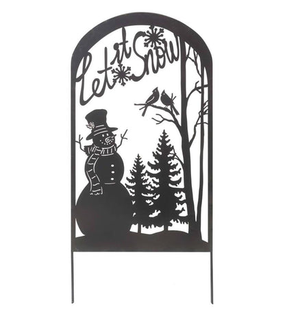 Plow & Hearth Decorative Garden Accents Yard & Garden Let It Snow Metal Garden Trellis Stake With Snowman