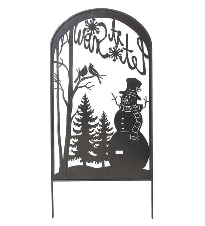 Plow & Hearth Decorative Garden Accents Yard & Garden Let It Snow Metal Garden Trellis Stake With Snowman