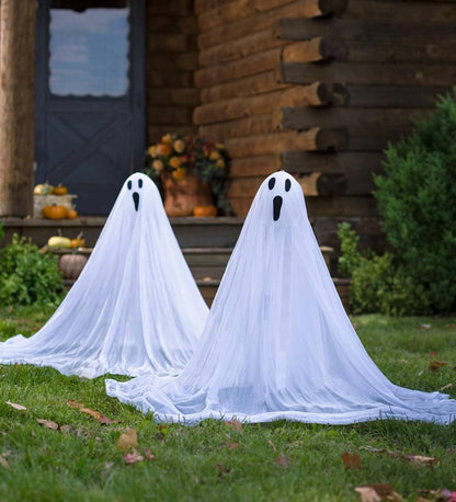 Plow & Hearth Decorative Garden Accents Yard & Garden Lighted Color-Changing Halloween Ghost Stakes, Set Of 2