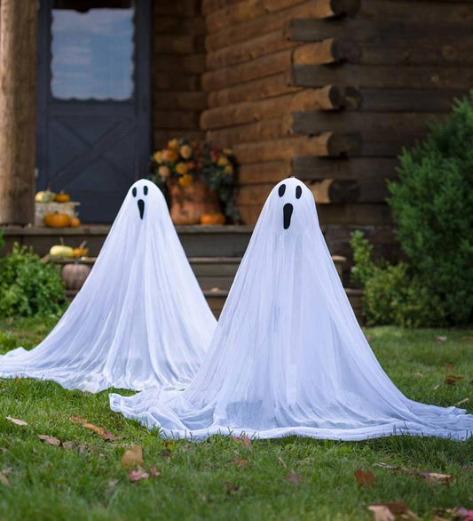 Plow & Hearth Decorative Garden Accents Yard & Garden Lighted Color-Changing Halloween Ghost Stakes, Set Of 2