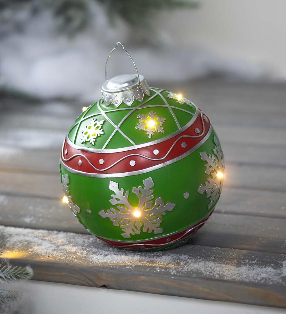 Plow & Hearth Decorative Garden Accents Yard & Garden Lighted Indoor/Outdoor Decorative Ornament - Green