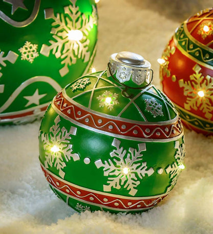Plow & Hearth Decorative Garden Accents Yard & Garden Lighted Indoor/Outdoor Decorative Ornament - Green