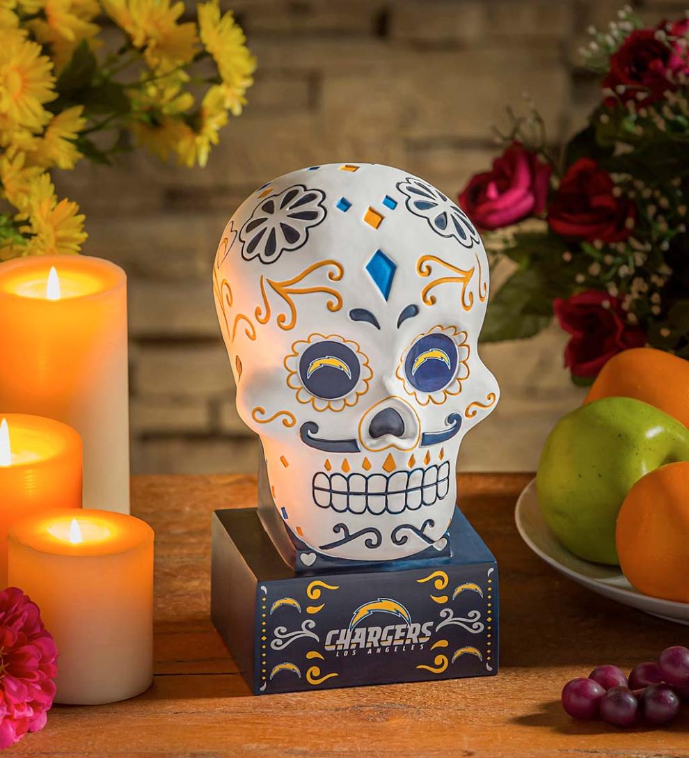 Plow & Hearth Decorative Garden Accents Yard & Garden Los Angeles Chargers Sugar Skull Statue