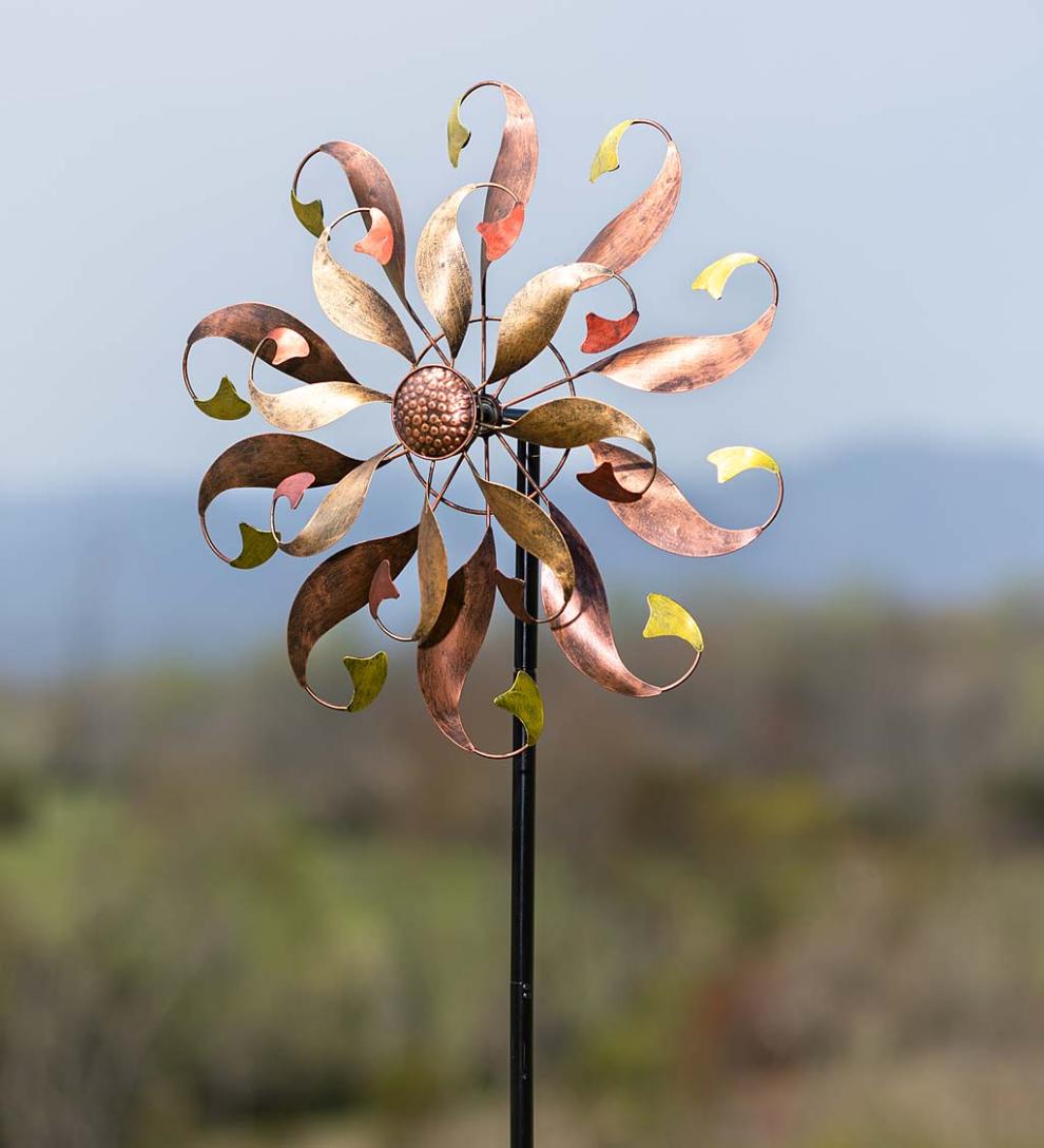 Plow & Hearth Decorative Garden Accents Yard & Garden Mermaid Tail Tall Metal Wind Spinner - Copper