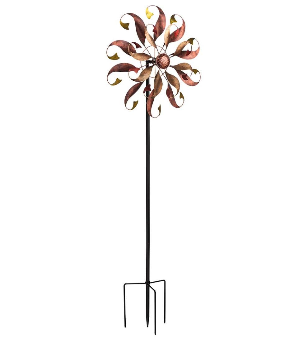 Plow & Hearth Decorative Garden Accents Yard & Garden Mermaid Tail Tall Metal Wind Spinner - Copper