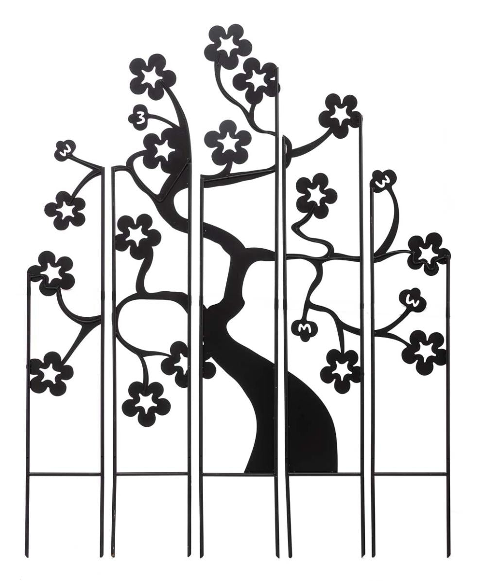 Plow & Hearth Decorative Garden Accents Yard & Garden Metal Cherry Tree Garden Landscape Panel Stakes, Set Of 5
