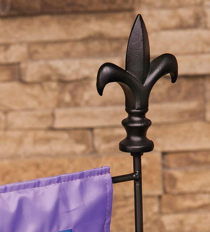 Plow & Hearth Decorative Garden Accents Yard & Garden Metal Garden Flag Stand With Fleur De Lis Finial
