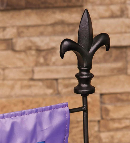 Plow & Hearth Decorative Garden Accents Yard & Garden Metal Garden Flag Stand With Fleur De Lis Finial