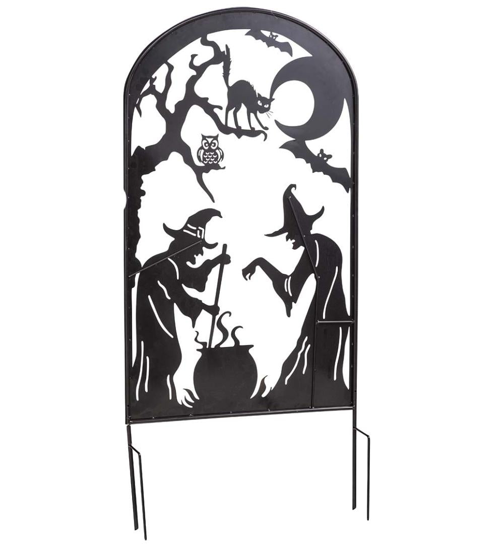 Plow & Hearth Decorative Garden Accents Yard & Garden Metal Halloween Trellises In Witch And Haunted House Designs - Haunted House