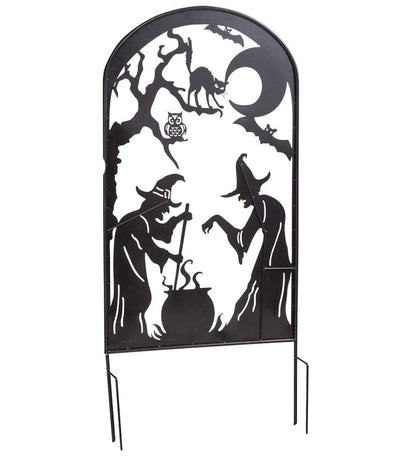 Plow & Hearth Decorative Garden Accents Yard & Garden Metal Halloween Trellises In Witch And Haunted House Designs - Haunted House