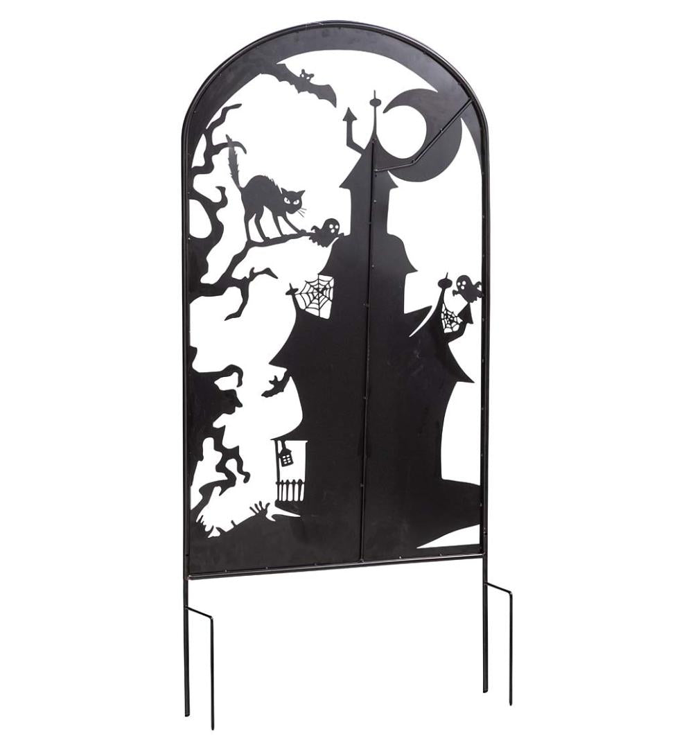 Plow & Hearth Decorative Garden Accents Yard & Garden Metal Halloween Trellises In Witch And Haunted House Designs - Haunted House