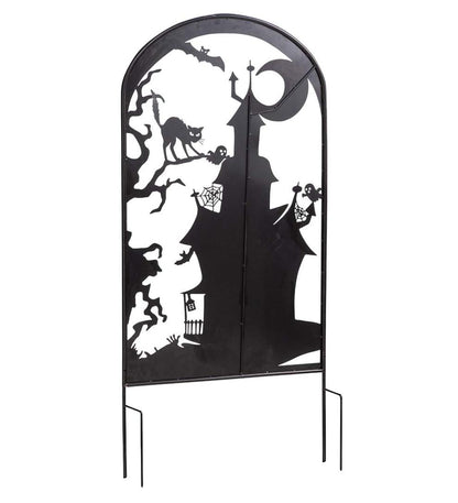 Plow & Hearth Decorative Garden Accents Yard & Garden Metal Halloween Trellises In Witch And Haunted House Designs - Haunted House