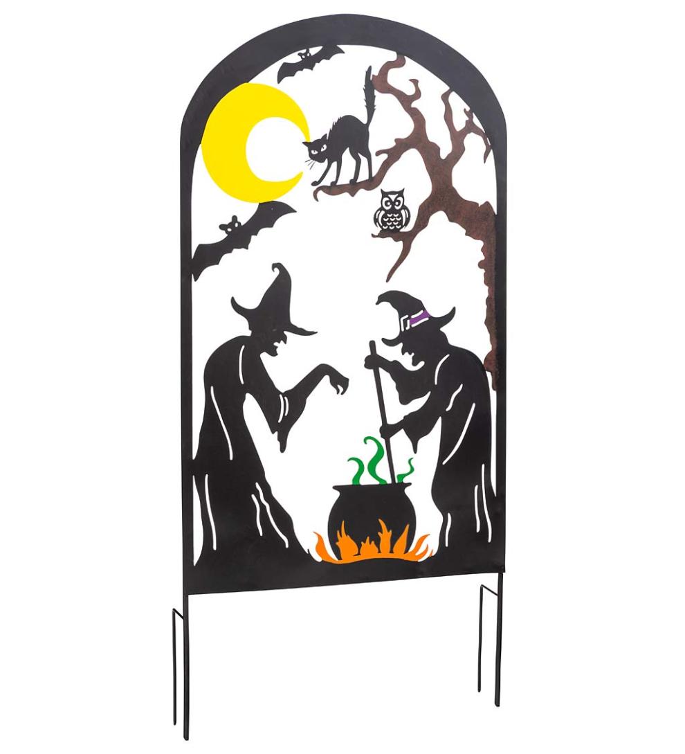 Plow & Hearth Decorative Garden Accents Yard & Garden Metal Halloween Trellises In Witch And Haunted House Designs - Haunted House