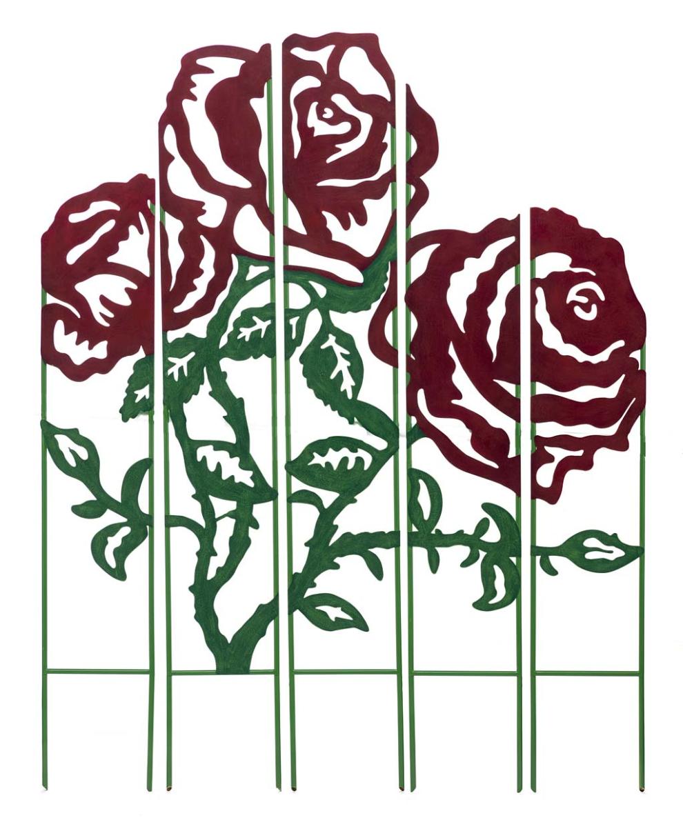 Plow & Hearth Decorative Garden Accents Yard & Garden Metal Rose Garden Landscape Panel Stakes, Set Of 5