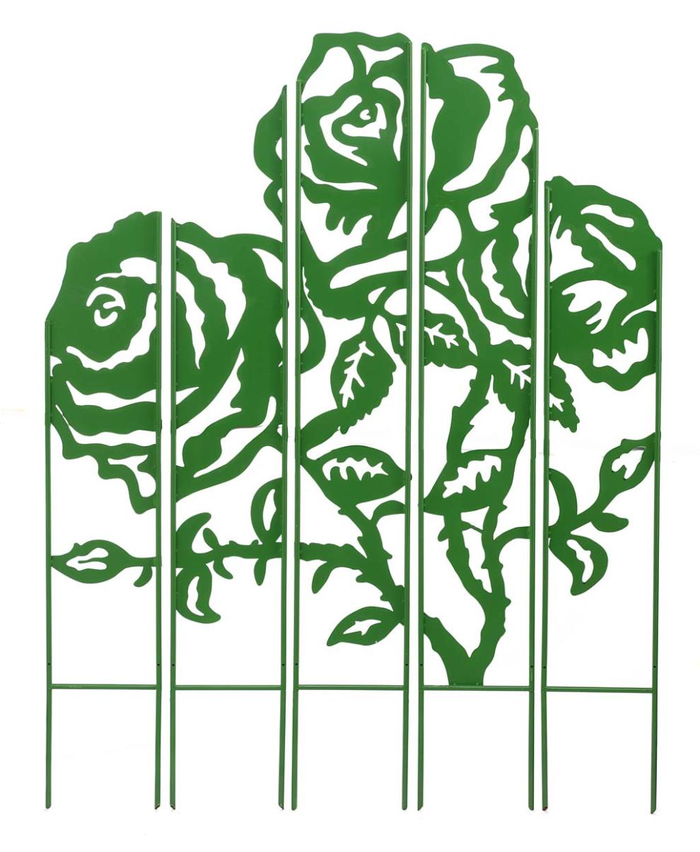 Plow & Hearth Decorative Garden Accents Yard & Garden Metal Rose Garden Landscape Panel Stakes, Set Of 5