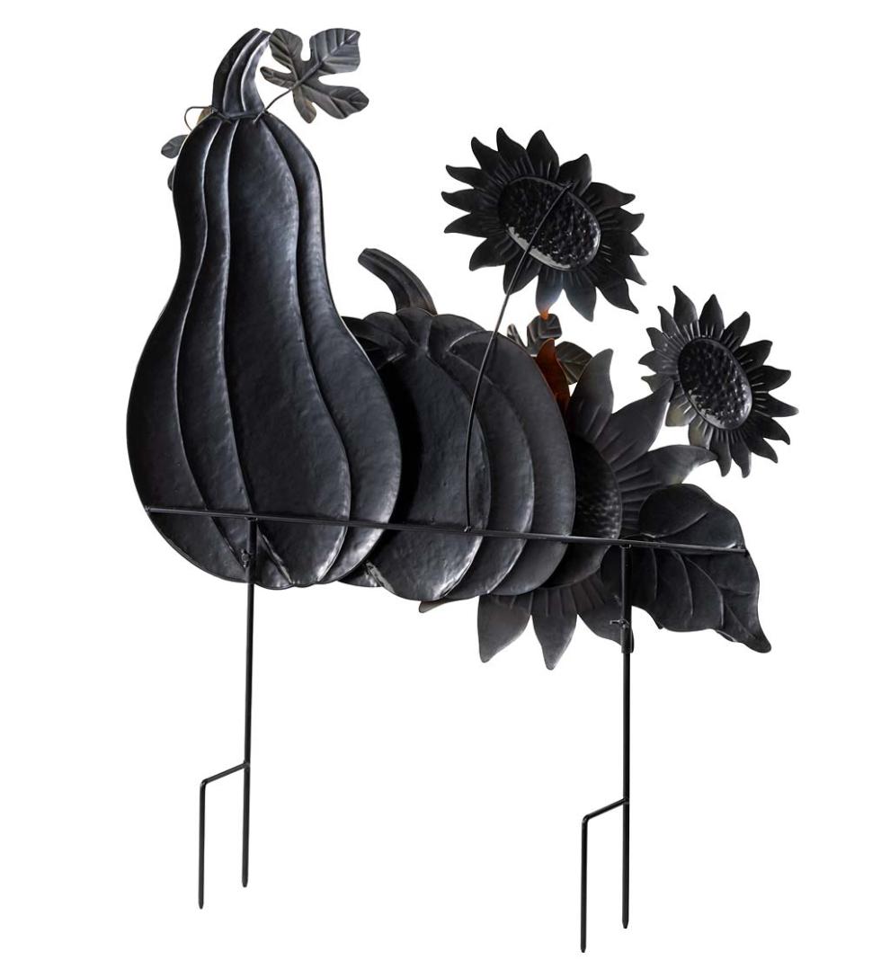 Plow & Hearth Decorative Garden Accents Yard & Garden Metal Sunflower, Pumpkin And Gourd Stake