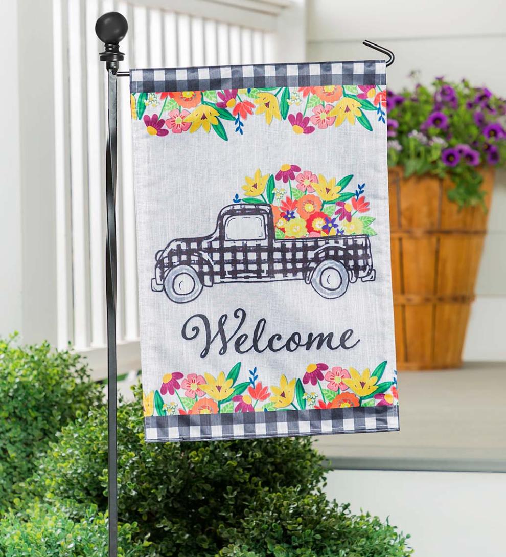 Plow & Hearth Decorative Garden Accents Yard & Garden Metal Twist Garden Flag Stand With Finial - Black