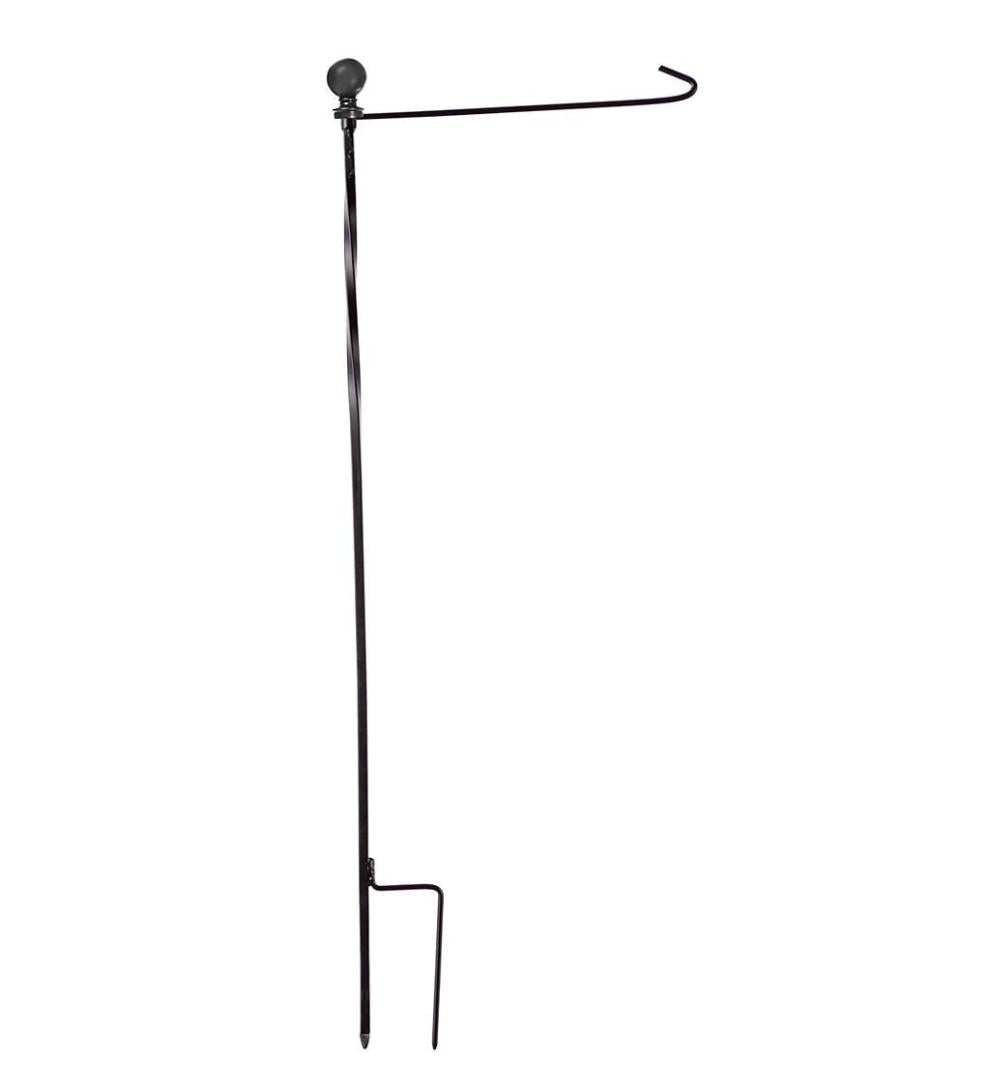 Plow & Hearth Decorative Garden Accents Yard & Garden Metal Twist Garden Flag Stand With Finial - Black