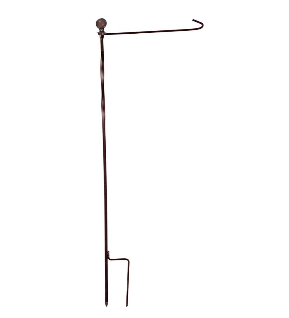 Plow & Hearth Decorative Garden Accents Yard & Garden Metal Twist Garden Flag Stand With Finial - Black